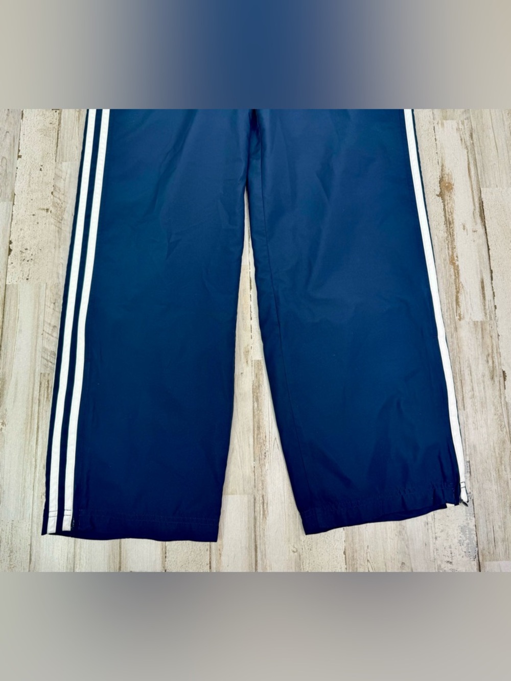 Adidas Track Pants Mens Medium Mesh Lined Zip Ankles 3 Stripes Blue - Picture 4 of 10